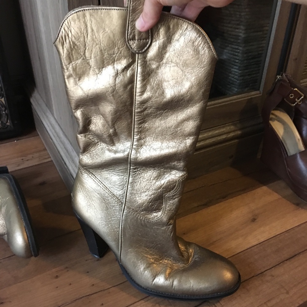 Gold Nine West boots with heel